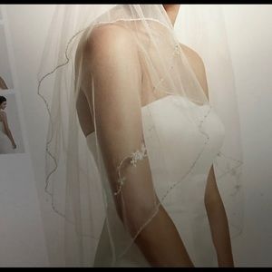 Two Tiered Veil with beaded metallic edging